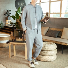 风唐装盘扣刺绣夹克中式居士服宽松大码汉服套装男A819-P115，男装夹克，钱塘788(原4013)
