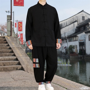 男士外套灯芯绒夹克套装盘扣立领风 XZ1512-2502套装-P130图片
