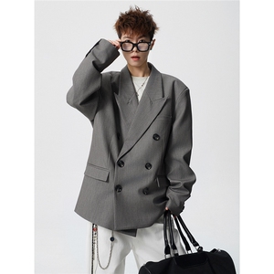 双排扣大码M-5XL西服男成分 96%聚酯纤维4%氨纶XF78127P85控128图片