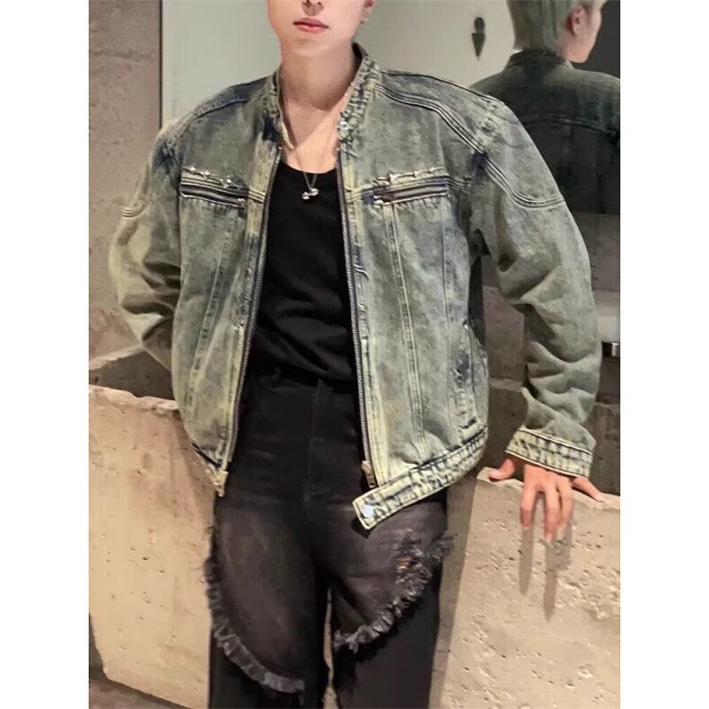 DY2305-P78美式水洗垫肩拼接牛仔外套潮牌夹克男-网图档口大货,男装夹克,星座603-2