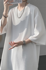 8XL-M短袖肌理感冰丝凉感T恤特大码鸡心领半袖纯色体恤DX1216/P28，男装T恤，电商B238