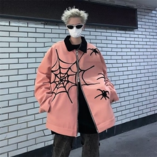 街头复古蜘蛛刺绣夹克男女潮牌高街设计感宽松棒球服外套~WY835，男装夹克，星座601-2