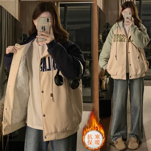学院风棒球服外套少女冬装2025新款学生宽松加厚棉衣棉服C472-100图片