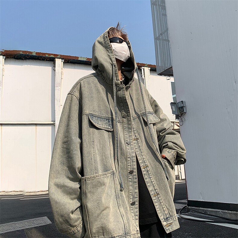 潮牌ins风牛仔上衣宽松设计学生外套痞帅韩版夹克衫HY482P95控139,男装夹克,电商A102B