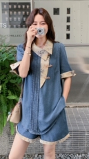 现货2025夏季牛仔拼接套装2C230-8866-P145-K218，女装套装/套裙，2C230
