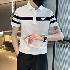 2026夏季经典款拼接轻奢高品质短袖T恤翻领Polo衫T0231-P55，男装T恤，电商D342