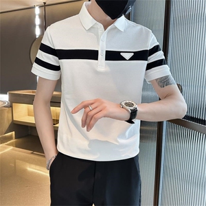 2026夏季经典款拼接轻奢高品质短袖T恤翻领Polo衫T0231-P55图片