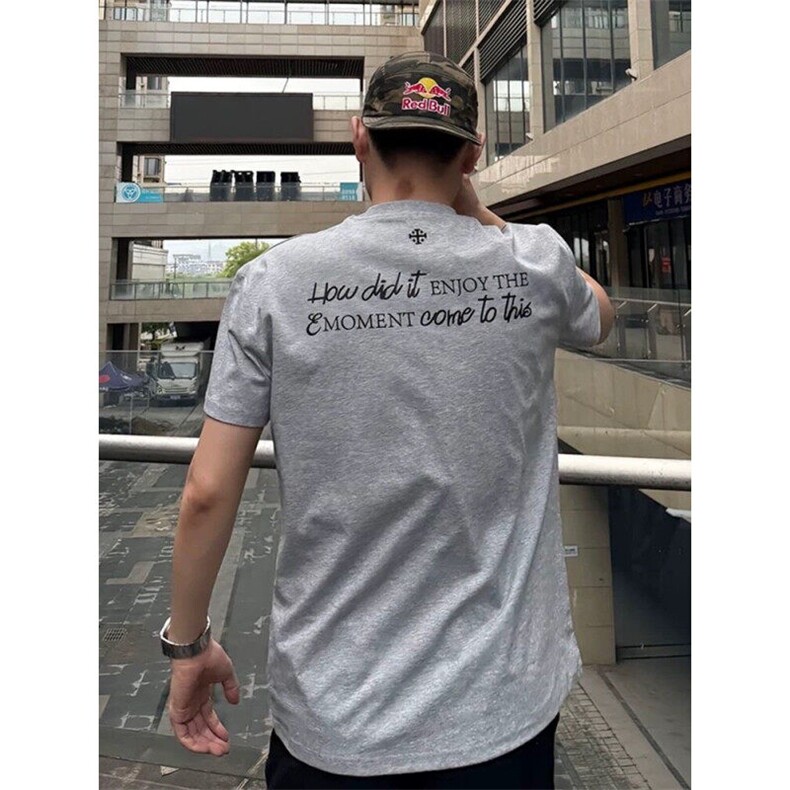 何以至此刺绣标语印花短袖男款夏季索罗娜凉感t恤小领口显壮半袖,男装T恤,星座809A(原222-1)