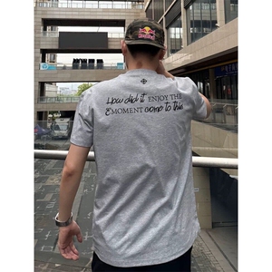 何以至此刺绣标语印花短袖男款夏季索罗娜凉感t恤小领口显壮半袖图片
