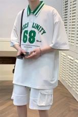 夏装学生休闲Polo衫2023数字印花短袖T恤套装男女6630-P65控价88，男装Polo衫，电商A441-1