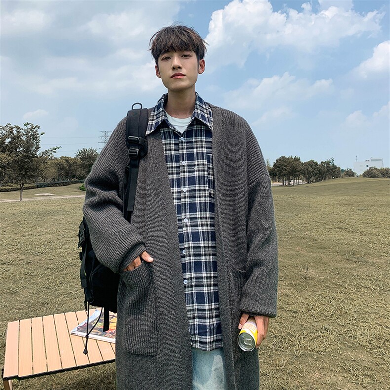 宽松大版针织开衫毛衣纯色通勤外穿中长款外套秋冬GM50-P73控98，男装针织衫/毛衣，星座310A
