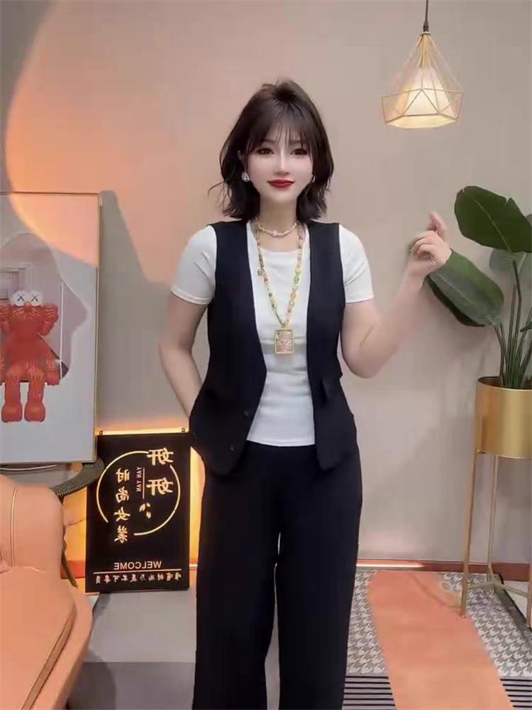 2025百搭休闲八分裤三件套套装,女装套装/套裙,雪兔电商全品类