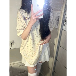 H0503-p30 甜美碎花短袖发泡印花t恤女夏图片