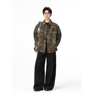 水洗牛仔外套男款春季美式痞帅上衣服宽松休闲工装夹克JK1318-P80图片