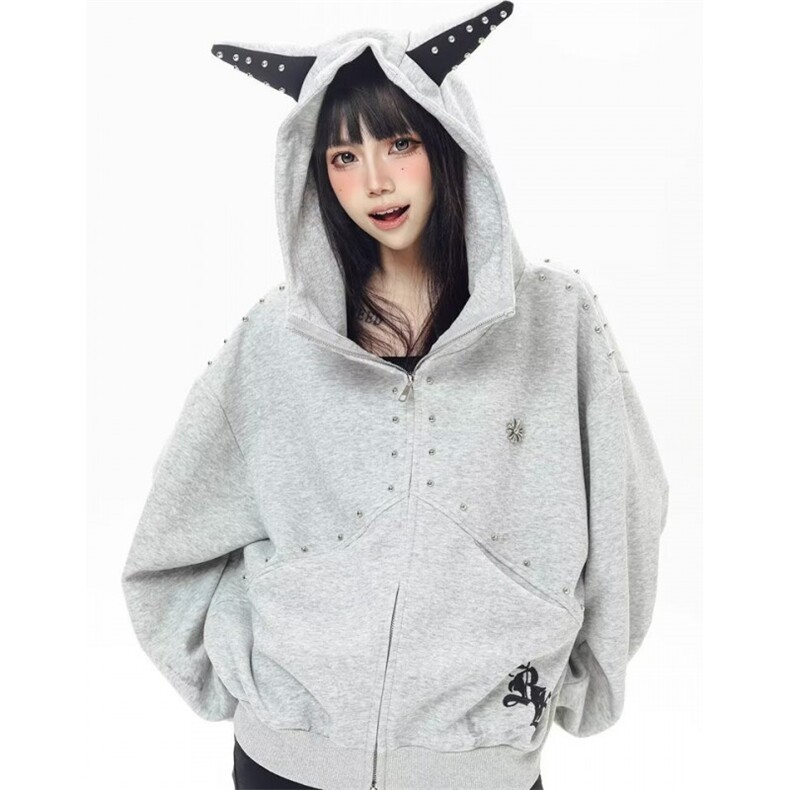 开衫卫衣男女春秋款2025新款连帽宽松休闲上衣卫衣外套WDX204,女装短外套,星座1116A（原606A-3）