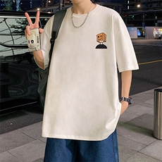 T753大码宽松纯棉运动圆领体恤衫oversize短袖T恤男重磅T，男装T恤，星座304A-1