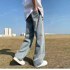 美式复古破洞牛仔裤男夏季薄款高街裤子直筒裤潮ZA10-P43，男装牛仔裤，星座208-5