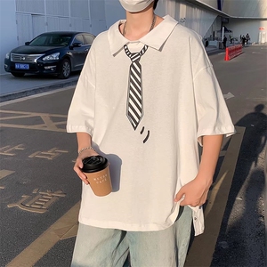男圆领T恤宽松短袖假领带短袖T恤TX501P35图片