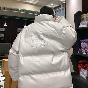 港风鳄鱼纹钢印字母图案设计大码休闲潮流棉衣男MY77727P128控168图片