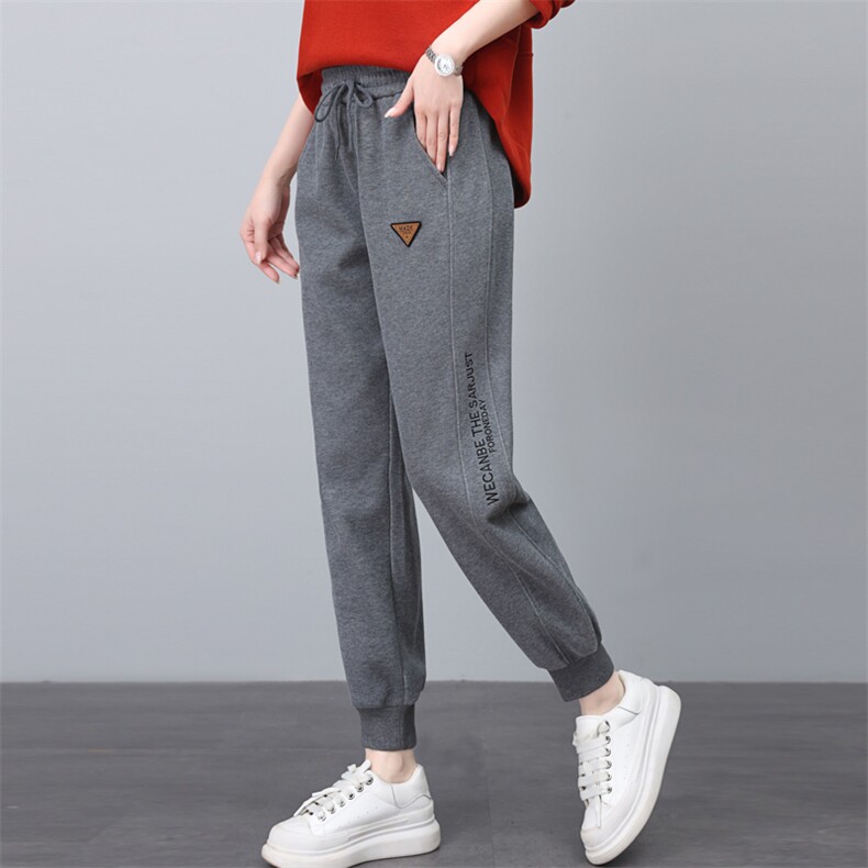长期大货2024年冬季新款时尚加绒加厚休闲裤小脚裤松紧腰卫女图片