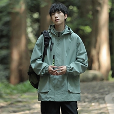 新款连帽冲锋衣夹克男山系户外潮流宽松休闲外套JK2306-P68，男装夹克，星座717