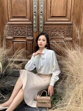 小香风定制面料滚边缎面衬衫，女装衬衫，雅莱依秀