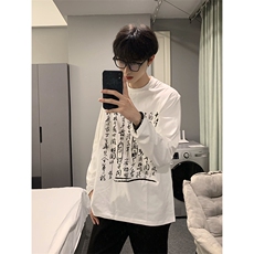 现货已做版权秋冬打底潮书法重磅文字宽松长袖男WY19-P30控48，男装卫衣，星座205-5