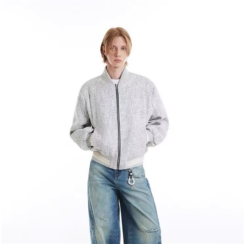 得物品质秋款男女小香风夹克衫粗纺立领拉链夹克外套JAK159P85,男装夹克,星座1013-1