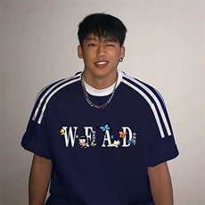 夏季美式高街重磅纯棉三条杠织带撞色男女短袖T恤ZD525-特P30，男装T恤，电商A486