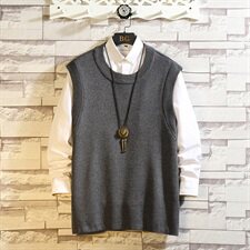 白墙日系简约圆领毛衣马甲男秋季百搭针织背心A090-MJ23P40限58，男装背心/马甲，电商A089-1