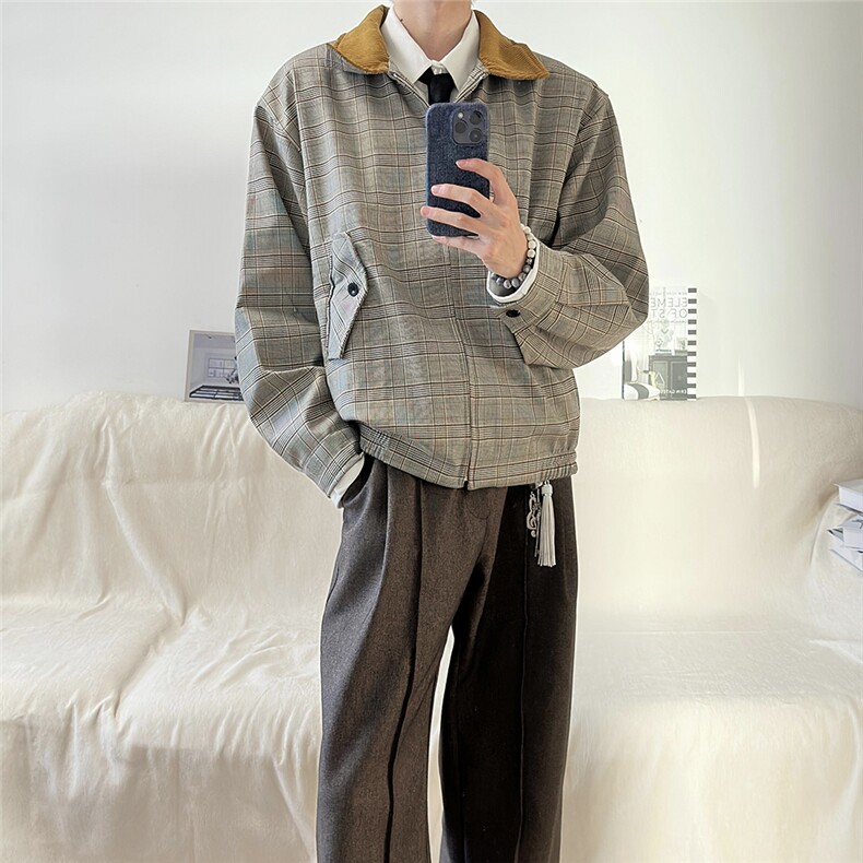 自家图~老钱风Cleanfit千鸟格夹克外套W1538/特P78,男装夹克,电商B350