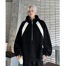 美式复古拼接解构太空棉连帽卫衣宽松开衫外套JK709-P68，女装短外套，电商C307