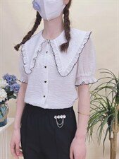 现货夏季新款娃娃领衬衫，女装衬衫，蘑小菇