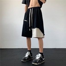 DXK8053-P40拼接设计感短裤男夏季美式运动裤子潮牌休闲五分裤，男装牛仔裤，星座603-2