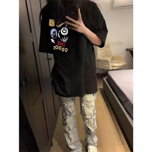 万针全刺绣工艺 得物抖音高品质260克纯棉双纱美式高街短袖T恤P33图片