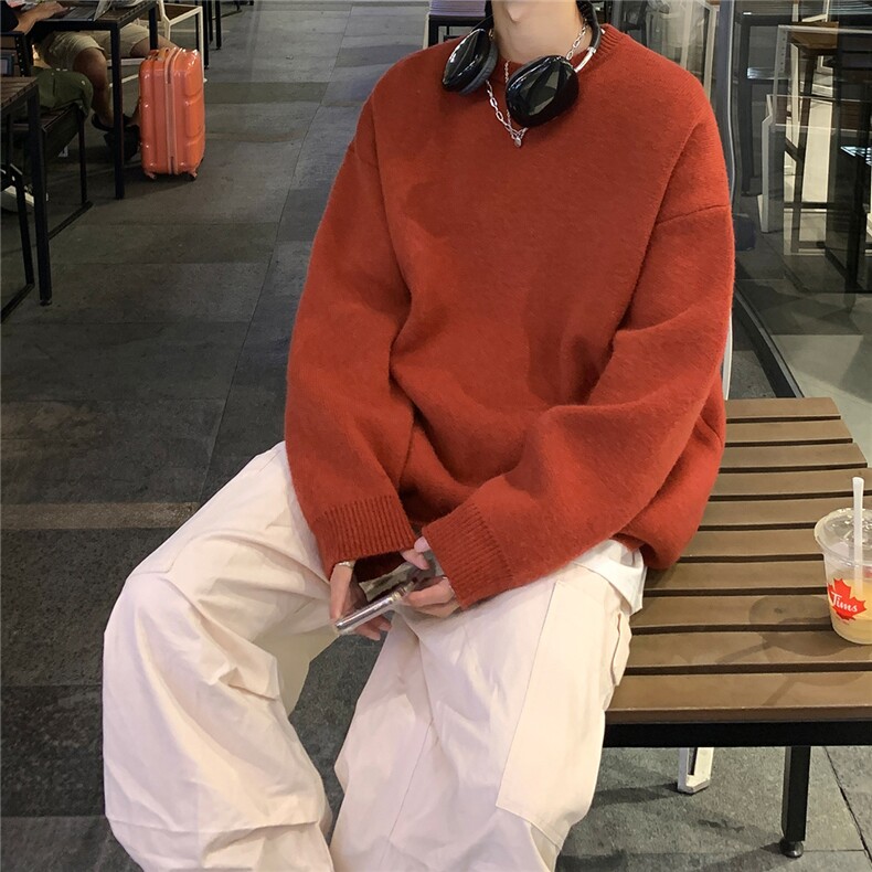 港风夜景宽松休闲圆领毛衣A247-M800常规特批35加绒特批50控78,男装针织衫/毛衣,电商A247