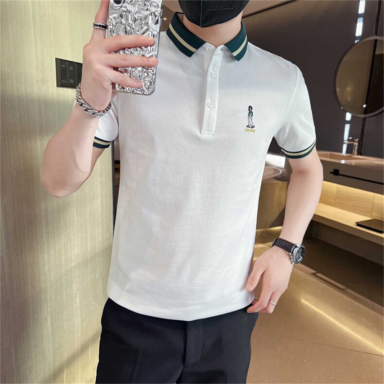 备大货品质大码抖音主推小人刺绣直播时尚短袖T恤翻领Polo衫T016,男装T恤,电商D342