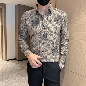秋冬季男士长袖花衬衫社会小伙店主风衬衣301A-1/CS606/P55图片