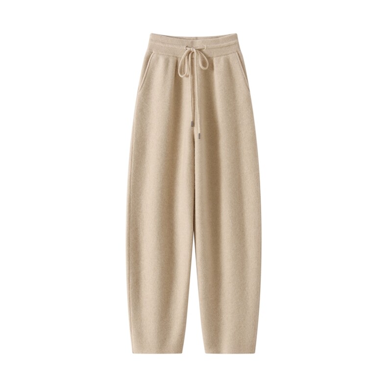 2025年秋季新款百搭女士抽绳长裤百搭直筒裤，女装休闲裤，品秋羊绒