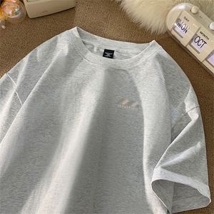 抖音得物供货210克现货宽松纯棉美式潮牌印花落肩袖纯棉T恤AT2115图片