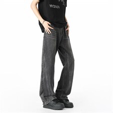 美式高街百搭直筒牛仔裤男潮牌垂感阔腿宽松XZ201-1102P48，男装牛仔裤，星座201