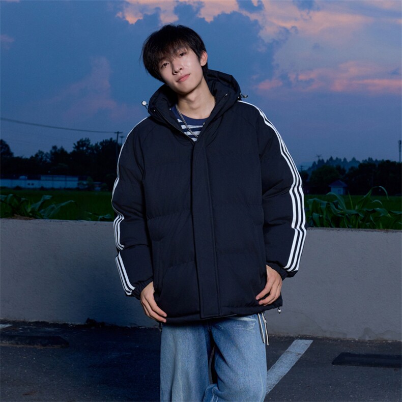 冬季潮流条纹五防立领加绒加厚棉衣情侣撞色棉服外套MY8899-p78,男装棉衣,星座610B-1