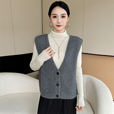 2025年秋季新款变搭V领开衫，女装针织衫/毛衣，米哆哆羊绒