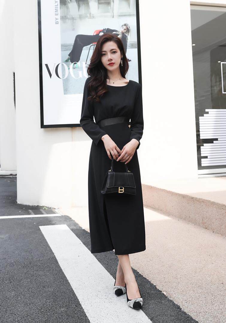 秋装气质连衣裙，女装连衣裙，蓝芝衣秀