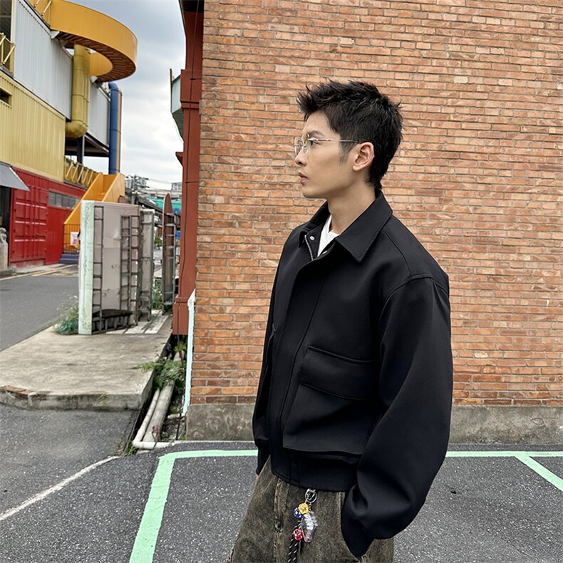 秋季2025老钱风抖音纯色休闲立领夹克店主风A236-82518-P140,男装夹克,电商A236