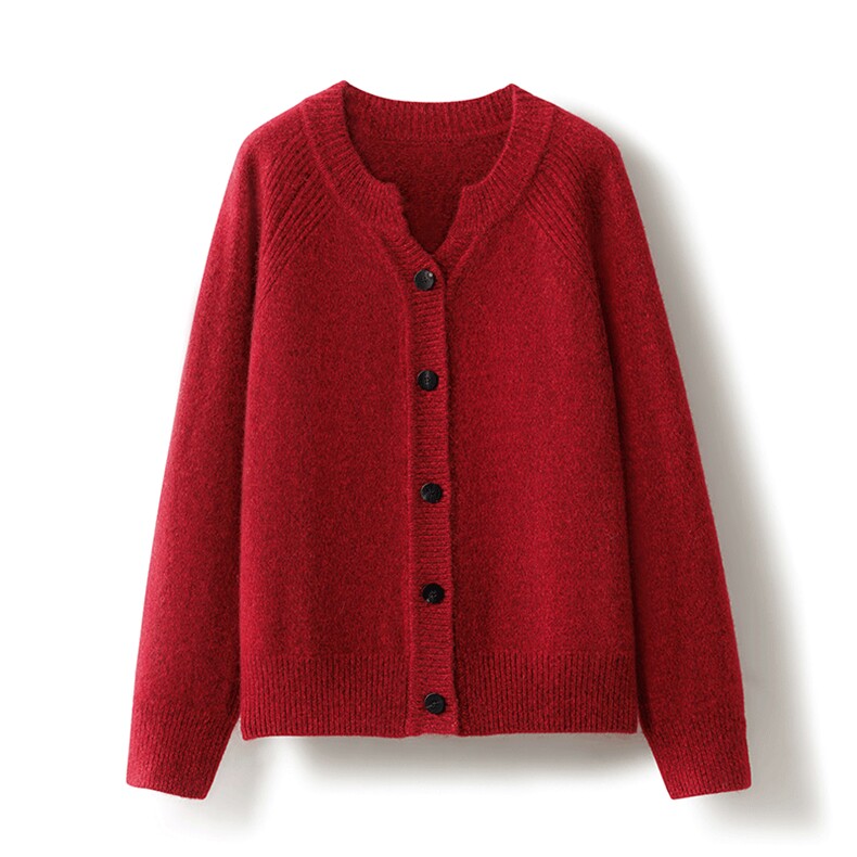 2025春秋新款羊绒衫女100山羊绒v领开衫纯色针织打底上衣外套内搭，女装羊绒衫，绒知纯羊绒