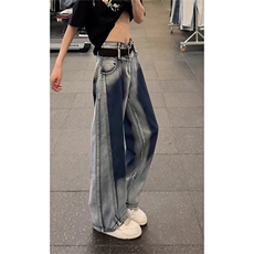 现货!港风新款2025潮流百搭直筒宽松大码牛仔裤松紧腰NZ6154-P42，男装牛仔裤，星座1103-2