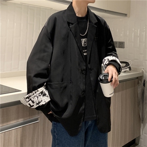 休闲西装男袖子拼色港风2023春秋季新款上衣ins帅气外套W1378-P58图片