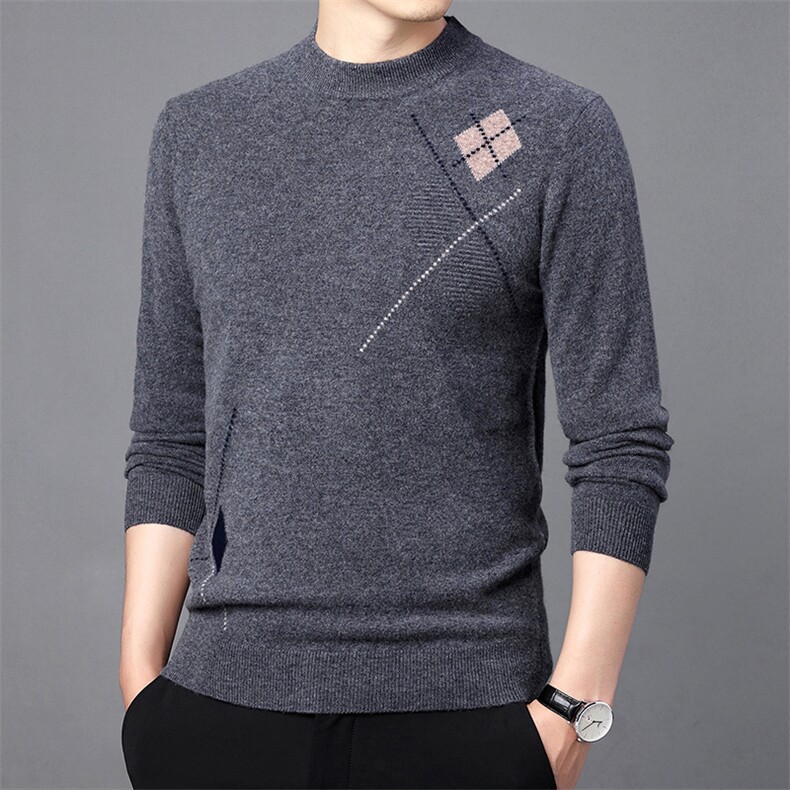 CM61019钱塘2020-2商务纯色冬季厚款中年男士半高领羊毛衫P137图片