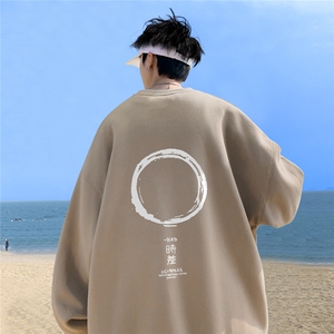 ！直播品质 重磅宽松大码港风时差印花圆领卫衣WY17-特p28，男装卫衣，星座508（原C305）